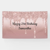 Roze Roze Goud Druppelende Glitter Persoonlijk Spandoek (Horizontaal)