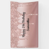 Roze Roze Goud Druppelende Glitter Persoonlijk Spandoek (Verticaal)