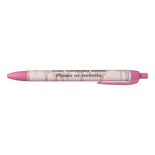 Roze Roze Goud Druppelende Glitter Persoonlijk Zwarte Inkt Pen (Bodem)