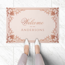 Roze Roze Goud Elegante Script Welkom Naam