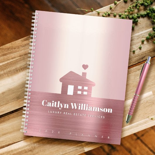 Roze Roze Goud Folie Vastgoedmakelaar Agent Huis Planner