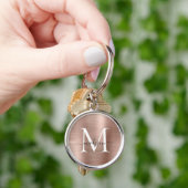 Roze Roze Goud Geborsteld Metalen Monogram Meisjes Sleutelhanger (Hand)