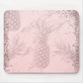 Roze Roze Goud Glitter Ananas Tropische Chic Muismat