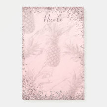Roze Roze Goud Glitter Ananas Tropische Chic
