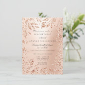 Roze Roze Goud Glitter Bladeren Bloem Kader Krista Kaart (Staand voorkant)