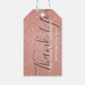 Roze Roze Goud Glitter en Glans Bedankt Cadeaulabel (Voorkant)