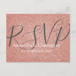 Roze Roze Goud Glitter en Sparkle RSVP Uitnodiging Briefkaart