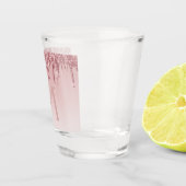 Roze Roze Goud Glitter & Glans Monogram Verjaardag Shot Glas (Rechts)
