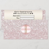 Roze Roze Goud Glitter Monogram Cadeaubon (Voorkant / Achterkant)