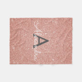 Roze Roze Goud Glitter Monogram Naam Fleece Deken (Voorkant (Horizontaal))