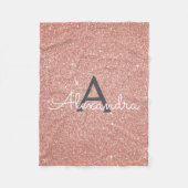 Roze Roze Goud Glitter Monogram Naam Fleece Deken (Voorkant)