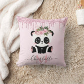 Roze roze goud glitter schattige panda gooien kuss kussen (Deken)