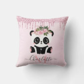 Roze roze goud glitter schattige panda gooien kuss kussen (Achterkant)