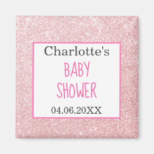 Roze Roze Goud Glitter Sparkle Baby Shower Magneet