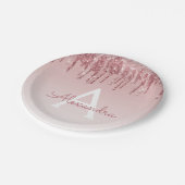 Roze Roze Goud Glitters & Fonkelend Monogram Verja Papieren Bordje (Gekanteld)