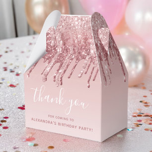 Roze Roze Goud Glitters & Fonkelende Monogram Bedankdoosjes