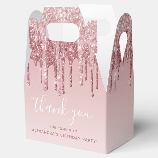 Roze Roze Goud Glitters & Fonkelende Monogram Bedankdoosjes (Geopend)