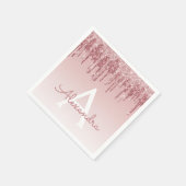 Roze Roze Goud Glitters & Glans Monogram Verjaarda Servet (Hoek)