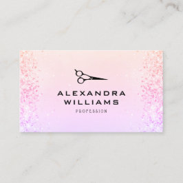 Roze Roze Goud Glitters QR Code Schaar Modern Visitekaartje