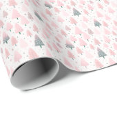 Roze Roze Goud Kerstbomen Witte Kerst Cadeaupapier (Rol Hoek)