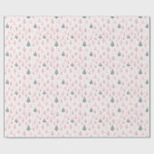 Roze Roze Goud Kerstbomen Witte Kerst Cadeaupapier (Vlak)
