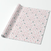 Roze Roze Goud Kerstbomen Witte Kerst Cadeaupapier (Uitgerold)