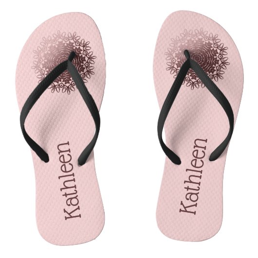 Roze Roze Goud Mandala Persoonlijk Teenslippers (Voetbed)