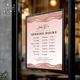 Roze Roze Goud Marmer Agate Schoonheidssalon Openi Raamsticker