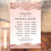 Roze Roze Goud Marmer Agate Schoonheidssalon Openi Raamsticker (Vel 2)