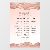 Roze Roze Goud Marmer Agate Schoonheidssalon Openi Raamsticker (Vel)