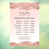 Roze Roze Goud Marmer Agate Schoonheidssalon Openi Raamsticker (Vel 3)