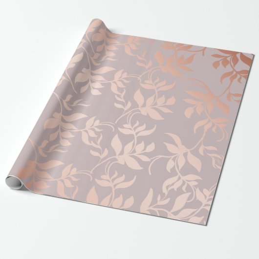 Roze roze goud metaalbladeren | Poeder blush Cadeaupapier (Uitgerold)