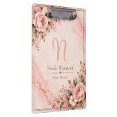 Roze Roze Goud Monogram Klembord (Rechts)