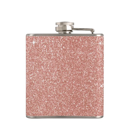 Roze Roze Goud Navy Blauwe Glitters Glans Monogram Heupfles (Achterkant)