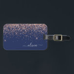 Roze Roze Goud Navyblauw Glitter Monogram Bagagelabel<br><div class="desc">Roze Goud - Roze en Navyblauw Glitter Monogram Naam Bagage Tag. Dit is het perfecte cadeau voor een 16e verjaardag,  trouwdag,  bruidsfeest,  babyshower of vrijgezellenfeest voor iemand die haar kamer stijlvol inricht.</div>