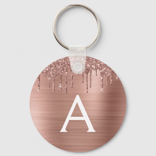 Roze Roze Goud Nep RVS Monogram Sleutelhanger (Voorkant)