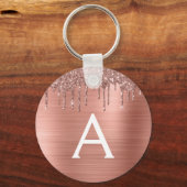 Roze Roze Goud Nep RVS Monogram Sleutelhanger (Voorkant)