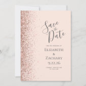 Roze Roze Goud Save the Date Aankondiging (Voorkant)