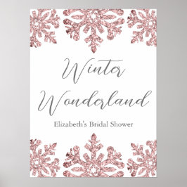 Roze Roze Goud Sneeuwvlok Winter Bruiloft Feest Poster