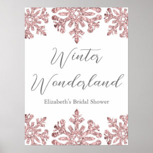 Roze Roze Goud Sneeuwvlok Winter Bruiloft Feest Poster
