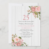 Roze Roze Goud Wit 25-jarig Huwelijksjubileum Kaart (Voorkant)