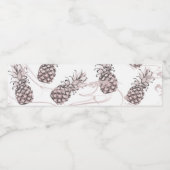 Roze Roze Gouden Ananassen Schitteren Verjaardagsf Waterfles Etiket (Enkel label)