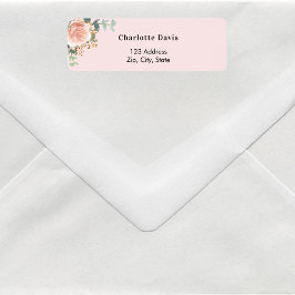 Roze roze gouden bloem terugadres  etiket