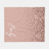 Roze Roze Gouden Blush Roze Glitter Monogram Fleec Fleece Deken (Voorkant (Horizontaal))
