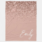 Roze Roze Gouden Blush Roze Glitter Monogram Fleece Deken (Voorkant)