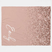 Roze Roze Gouden Blush Roze Glitter Monogram Fleece Deken (Voorkant (Horizontaal))
