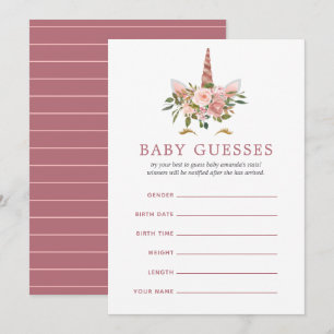 Roze & Roze Gouden Eenhoorn Baby Shower Baby Gissi Kaart