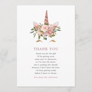 Roze & Roze Gouden Eenhoorn Baby Shower Bedankt