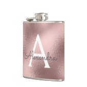 Roze roze gouden folie- en glinster-monogram heupfles (Links)