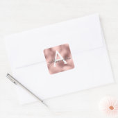Roze roze gouden folie en glinsterend monogram vierkante sticker (Envelop)